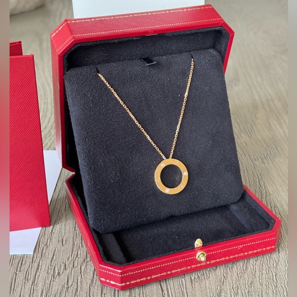 ‼️SOLD‼️ Cartier Love Necklace, 3 Diamonds, RG Inc Authenticity Card/Box/Receipt - Picture 4 of 16
